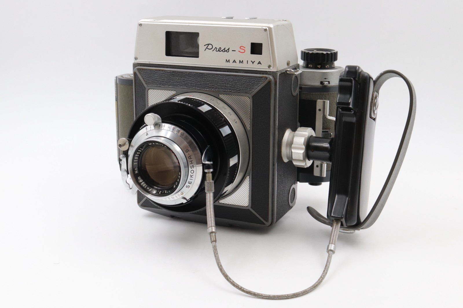 [ EXC+5 ] Mamiya Press-S COLOR Sekor 105mm f/3.5 w/ Grip Film Back Japan #19179
