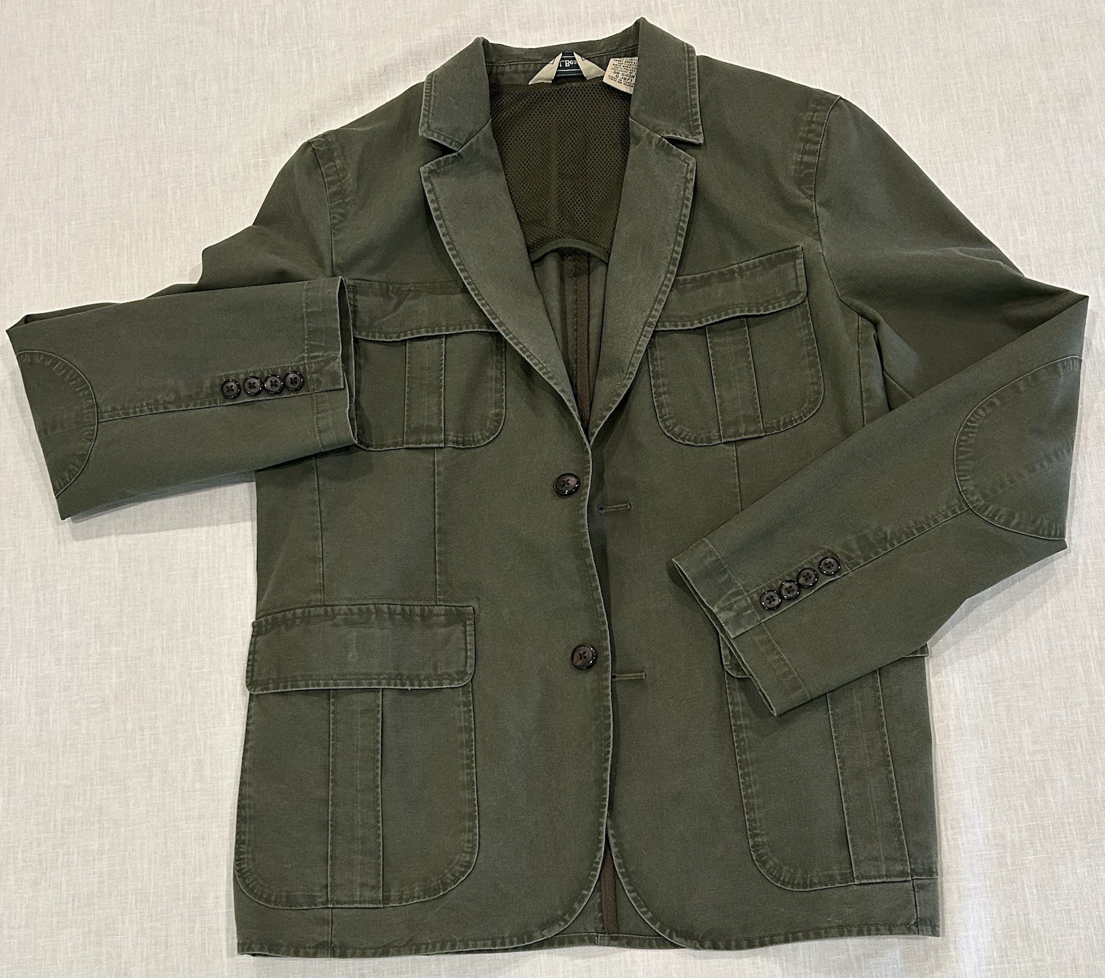 L.L.Bean Men\'s Green Safari Jacket Lined Button Front Pockets 38-Short L.L.Bean Men\'s Green Safari Jacket Lined Button Front Pockets 38-Short