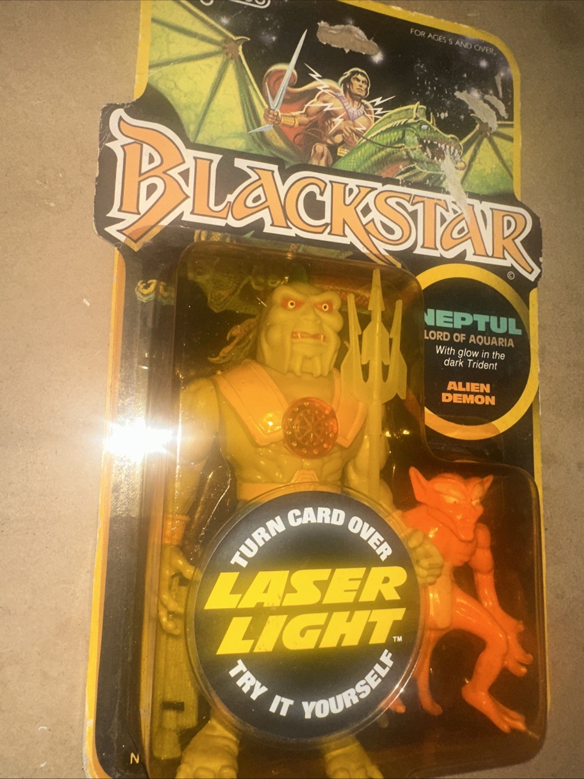 1983 MOC Blackstar Neptul Lord of Aquaria w/Laser Light & Alien Demon Galoob 1983 MOC Blackstar Neptul Lord of Aquaria w/Laser Light & Alien Demon Galoob