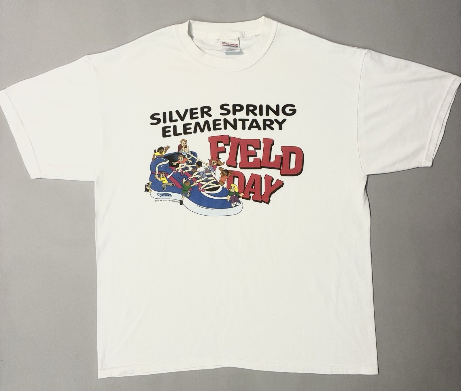 Vintage 90s Hanes Heavyweight 50/50 Mens L White Graphic Crew Neck Field Day Tee Vintage 90s Hanes Heavyweight 50/50 Mens L White Graphic Crew Neck Field Day Tee