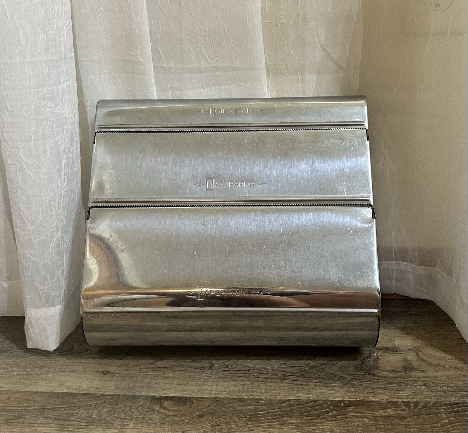 Vintage Garner Ware Foil Wax Paper Towel Holder Wall Mounting Dispenser Art Deco