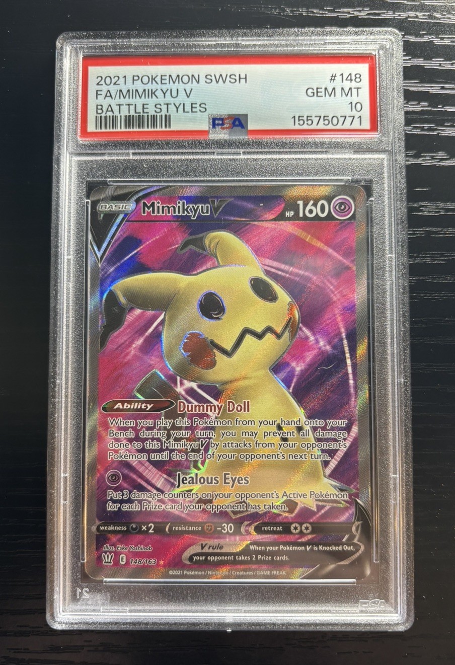 Mimikyu V 148 /163 Full Art 2021 Pokemon Sword & Shield Battle Styles - PSA 10 Mimikyu V 148 /163 Full Art 2021 Pokemon Sword & Shield Battle Styles - PSA 10