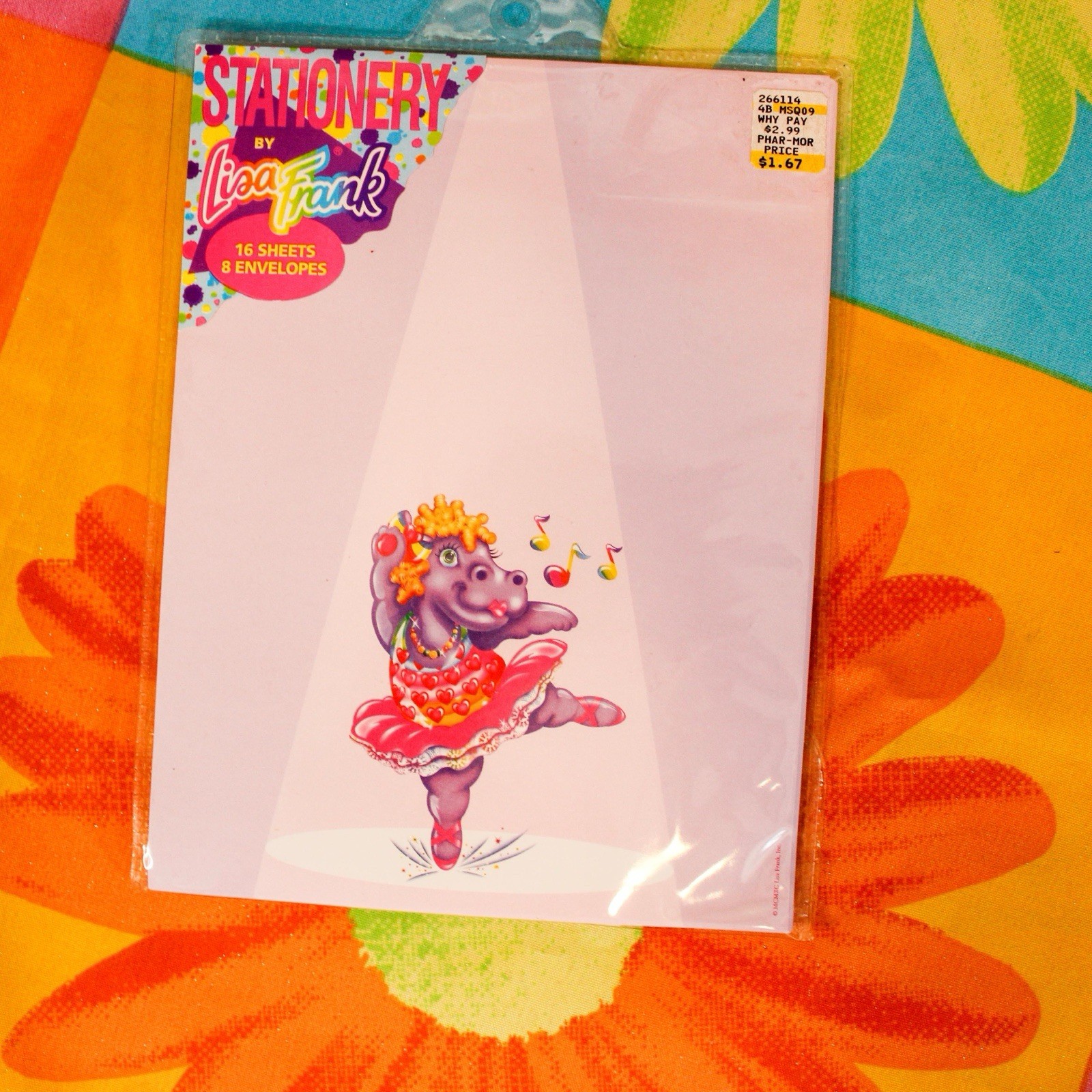 Vintage Lisa Frank Dancing Hippo Stationery Set Vintage Lisa Frank Dancing Hippo Stationery Set