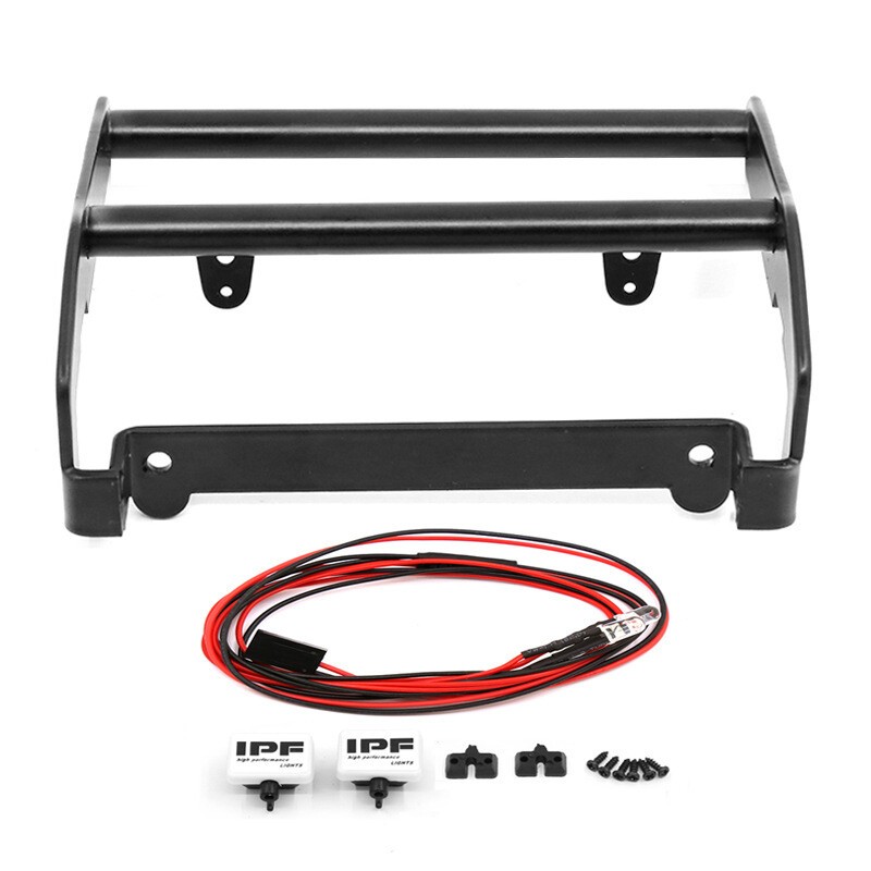 Metal Front Bumper with LED Lights For 1/10 Traxxas TRX4 82046-4 Bronco RC Parts
