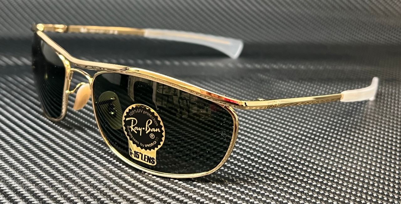 RAY BAN Olympian RB3119M 001 31 Gold Green Men\'s 62 mm Sunglasses