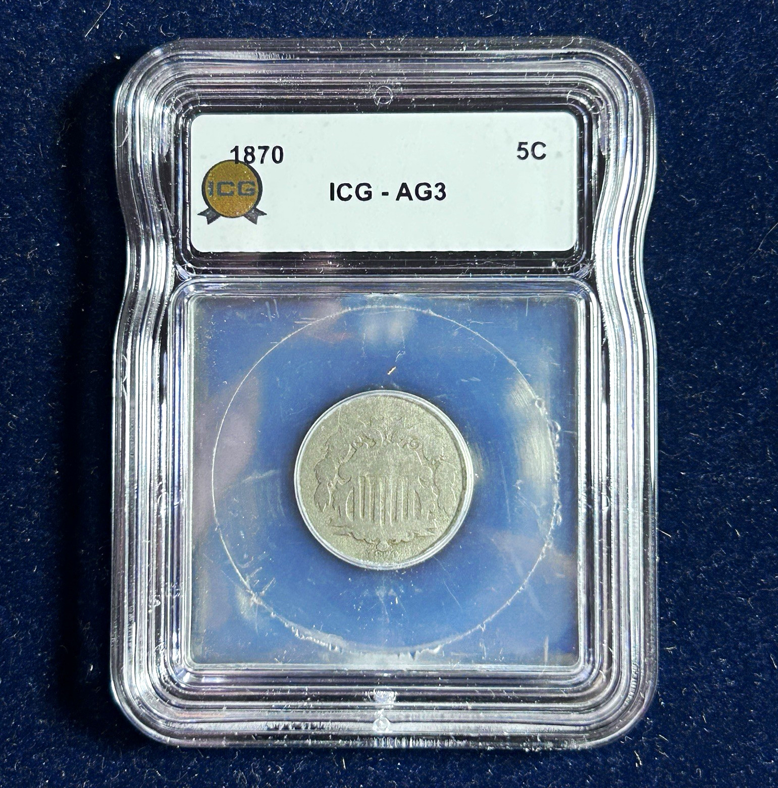 1870 5C ICG AG3 Shield Nickel 1870 5C ICG AG3 Shield Nickel