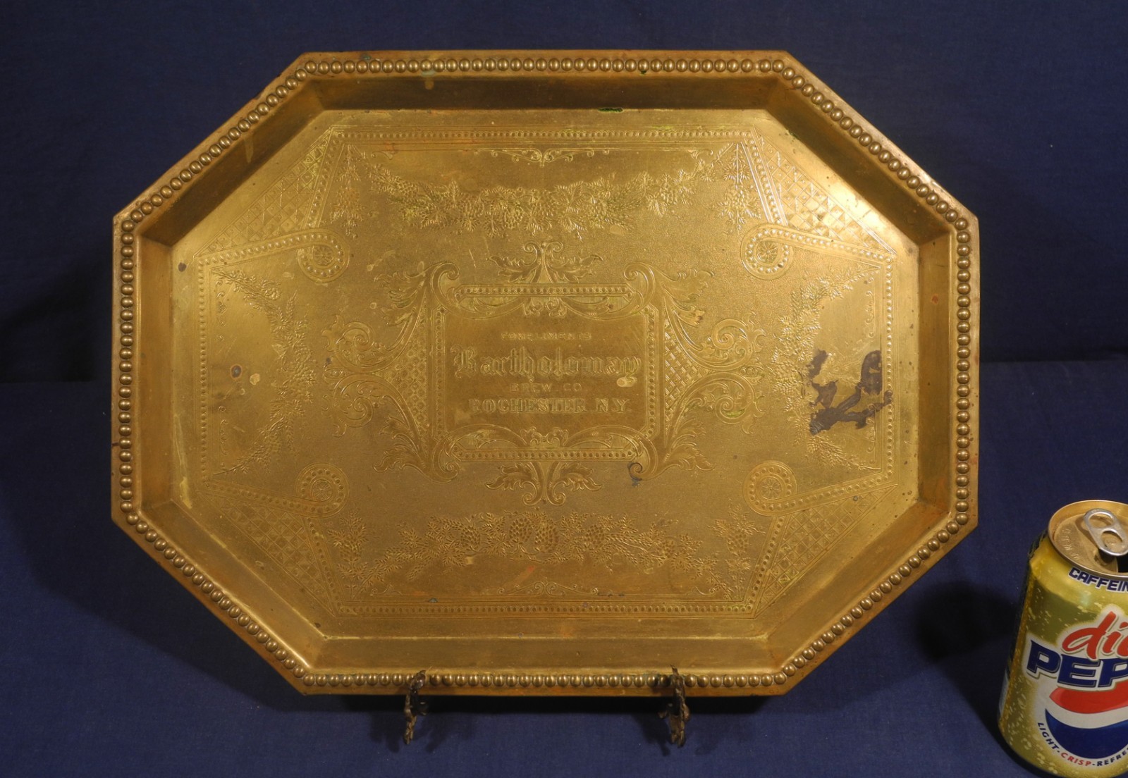 Rare Antique Bartholomay Beer Tray Brass Pre-Prohibition Rochester NY Brew Co.