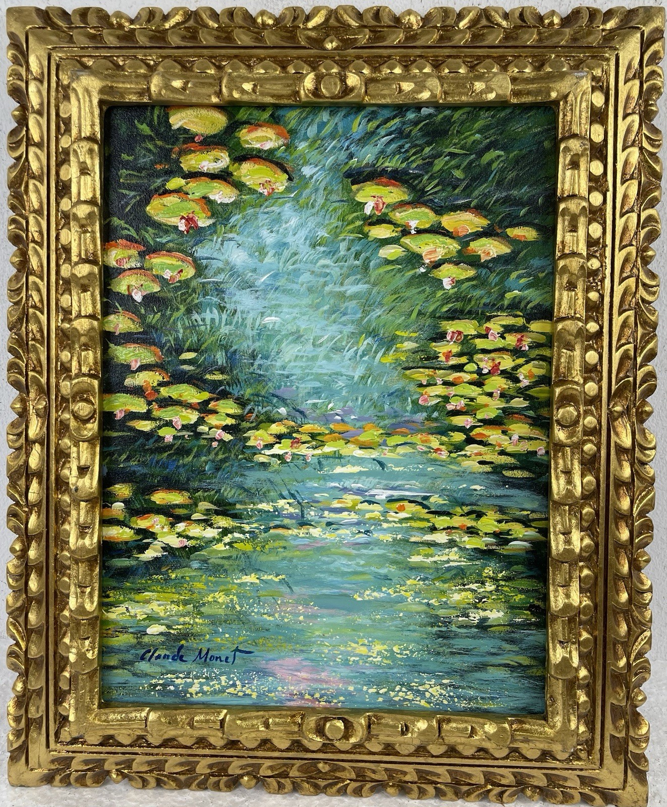 Claude monet, framed oil painting on canvas, stamped and signed Claude monet, framed oil painting on canvas, stamped and signed