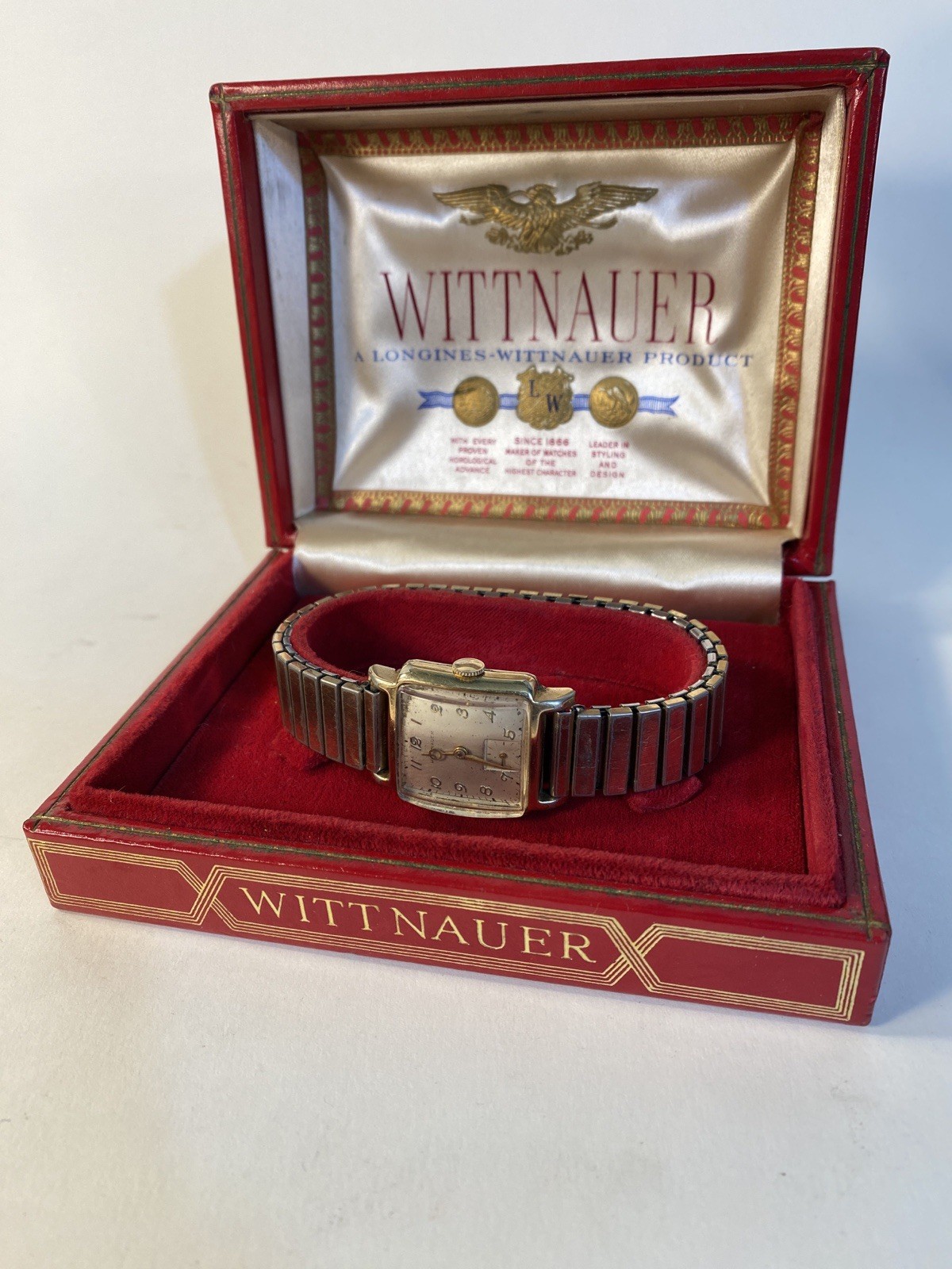 Longines Wittnauer Mens Vintage Mens Wristwatch Deco Square Gold Filled W/Case Longines Wittnauer Mens Vintage Mens Wristwatch Deco Square Gold Filled W/Case