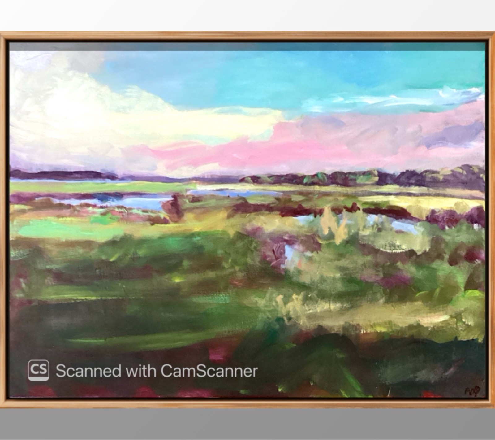 PDQ Original 18x24 Impressionist Marsh Landscape Sunset Painting Signed Canvas