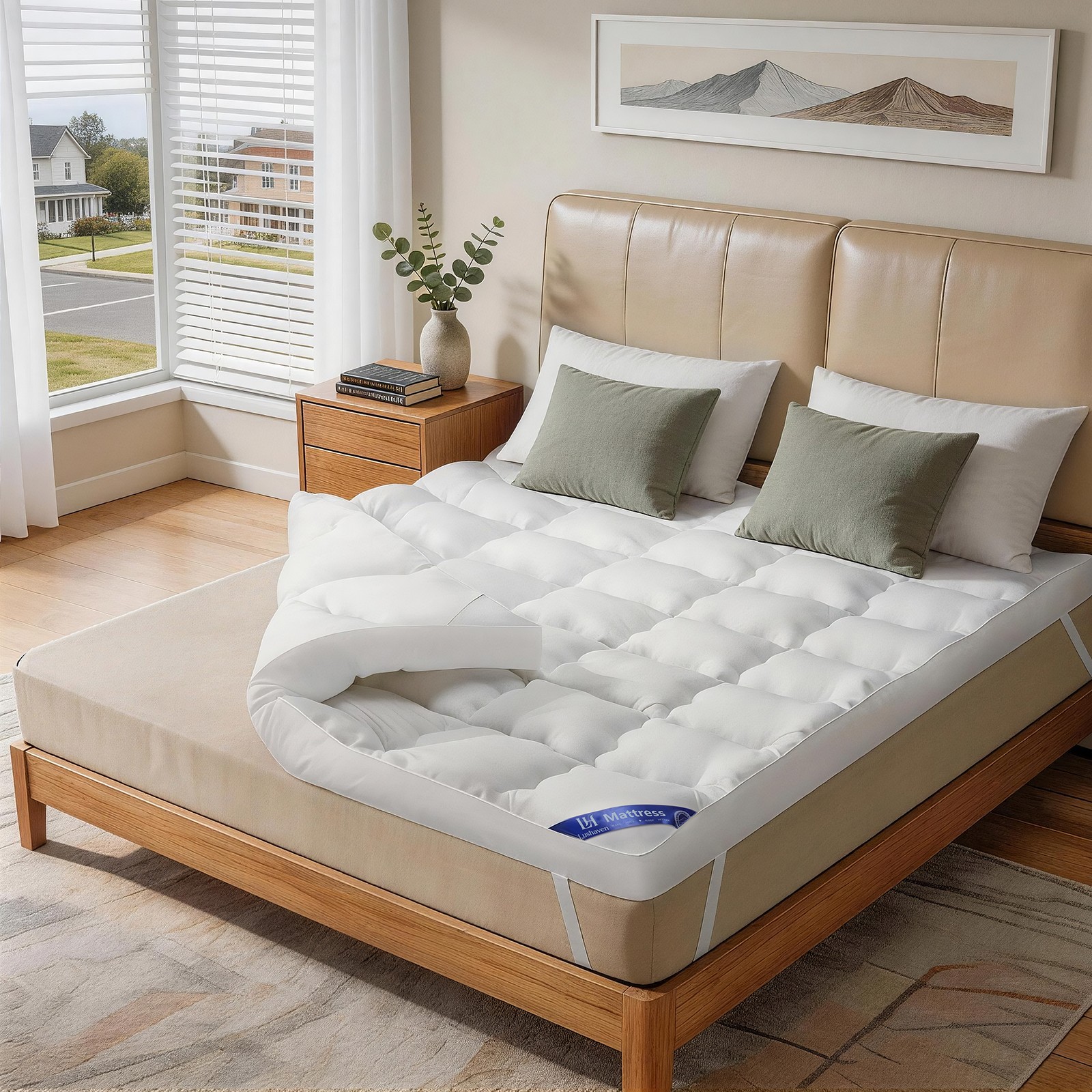 3.5 Inch Extra Thick Mattress Topper Pad Quilted  Down Alternative Bounce Back