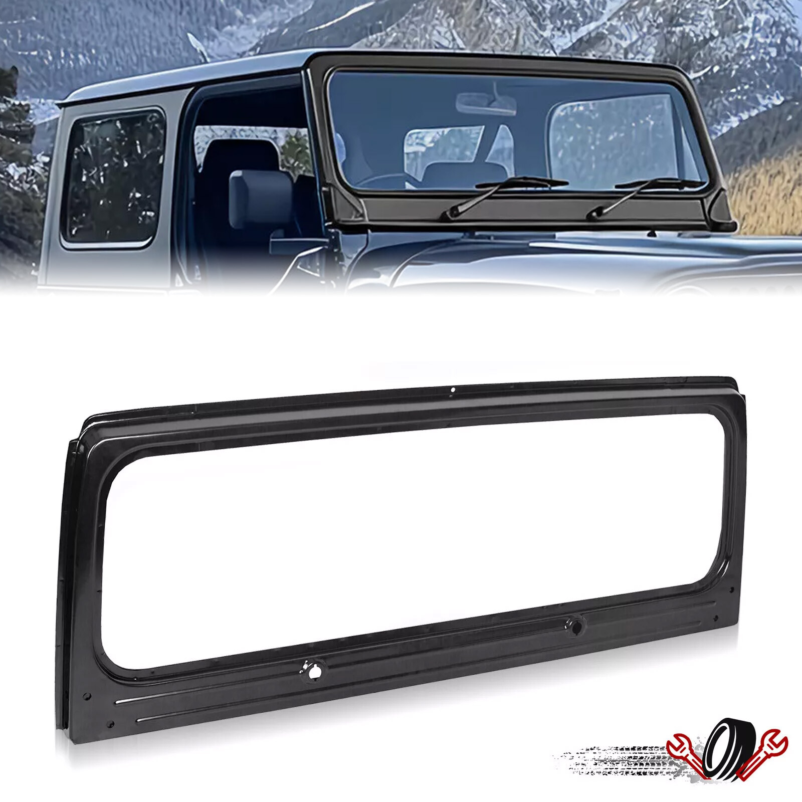 Front Windshield Frame For 87-95 Jeep Wrangler YJ Black New Replace 55023067 Front Windshield Frame For 87-95 Jeep Wrangler YJ Black New Replace 55023067