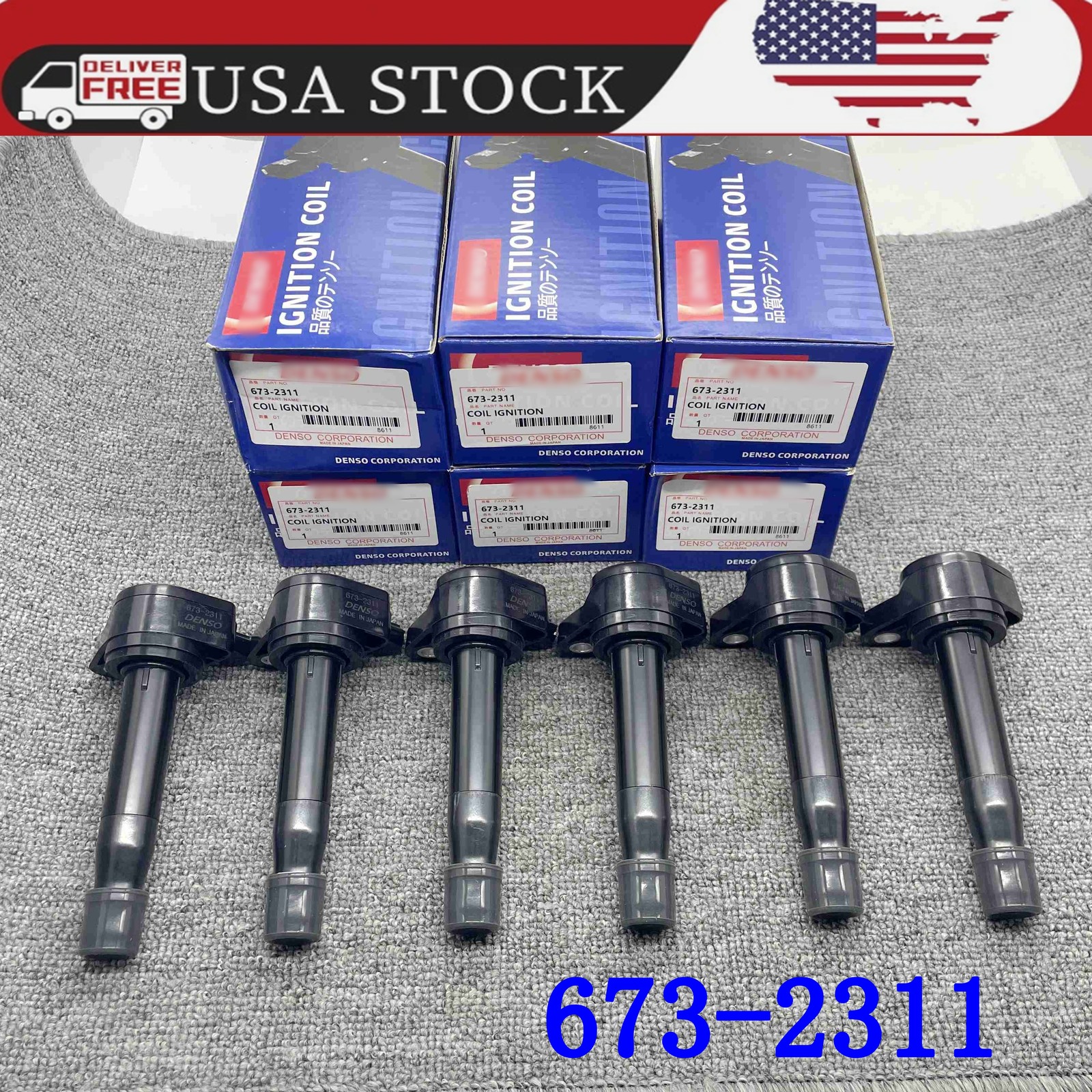 6Pcs Ignition Coils For Honda Accord Odyssey 08-17 30520-R70-A01 673-2311