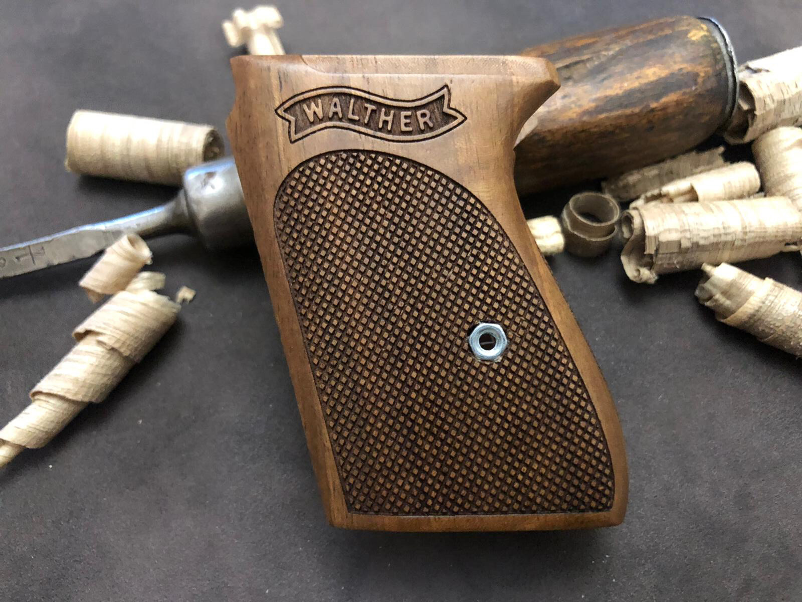 Walther PPK Turkish Walnut Wood Grips Set. Checkered. **FAST USA SHIPPING**