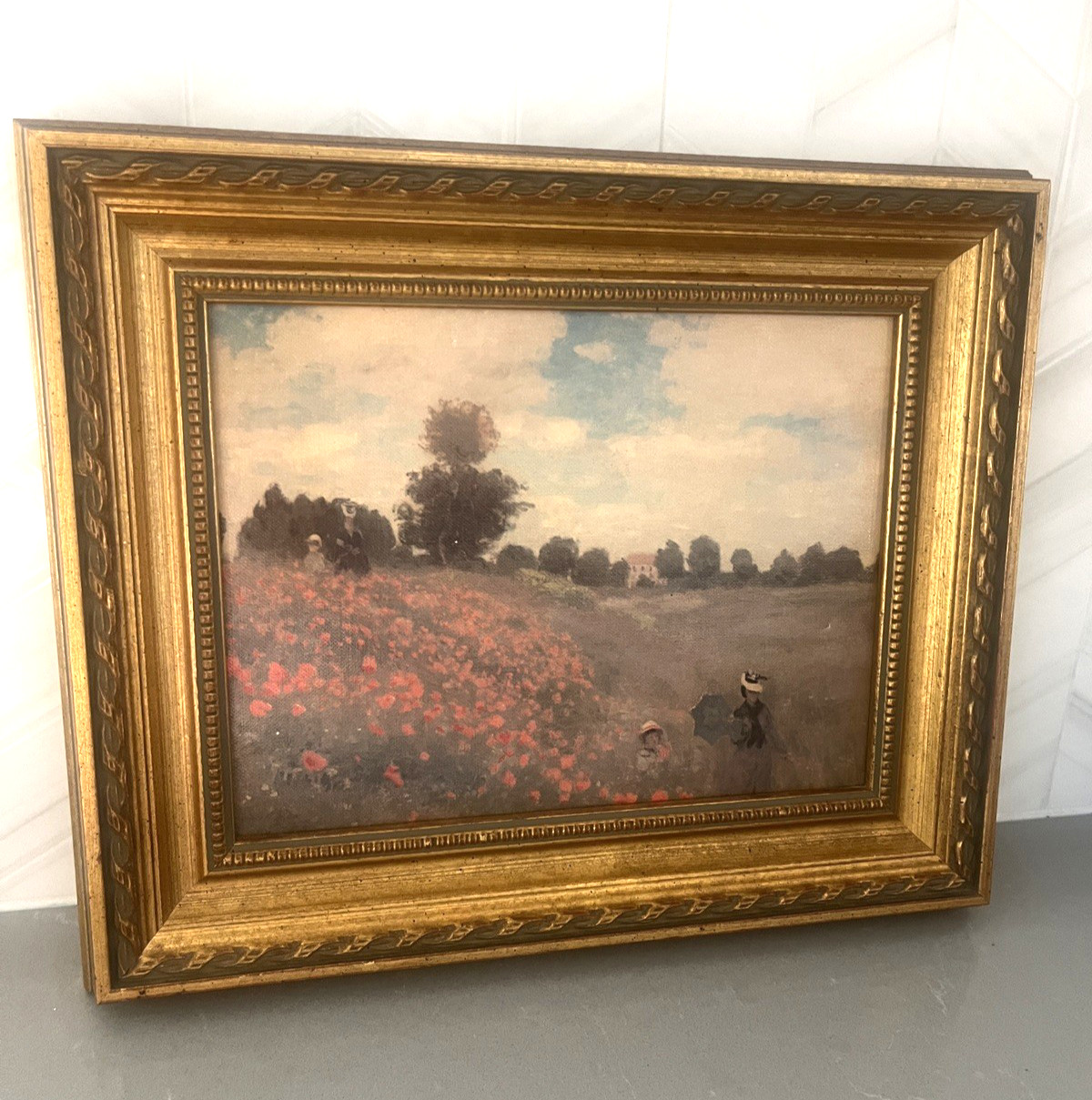ANTIQUE CLAUDE MONET 1873 LES COQUELICOTS POPPIES CANVAS ART CUSTOM FRAME