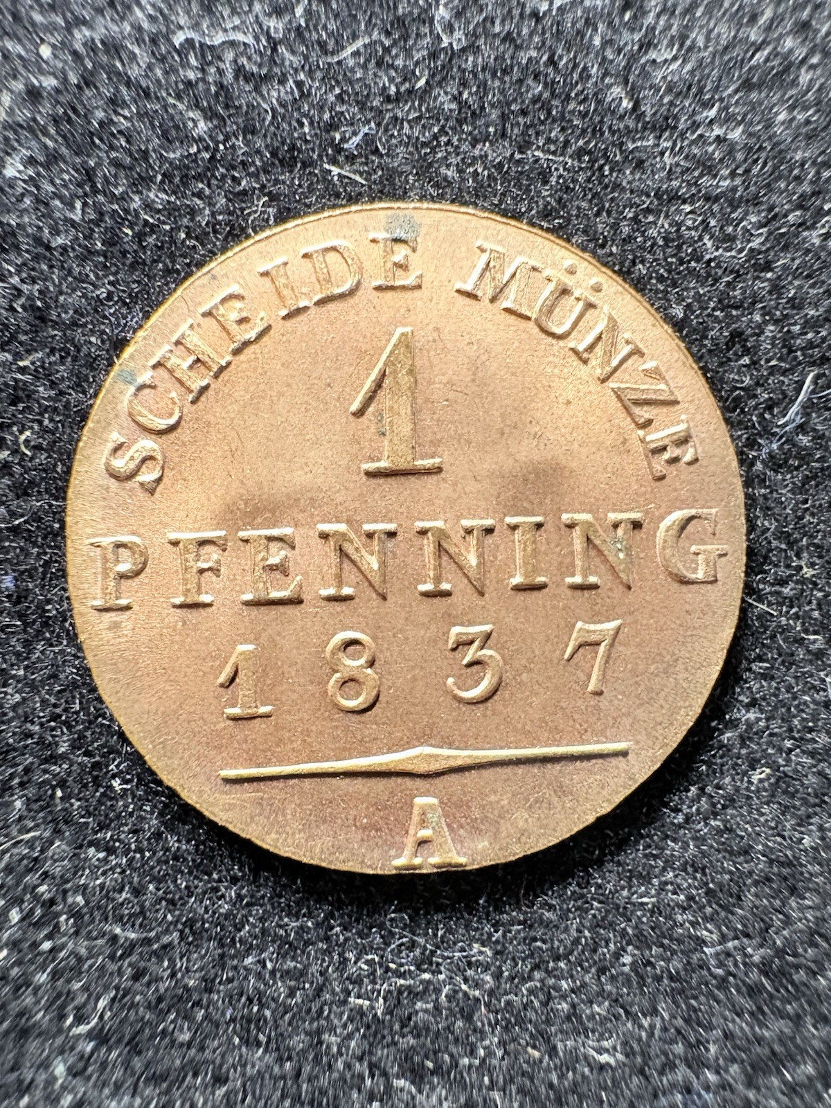1837-A Pfenning German States Prussian Copper Coin Unc Like Condition 1837-A Pfenning German States Prussian Copper Coin Unc Like Condition