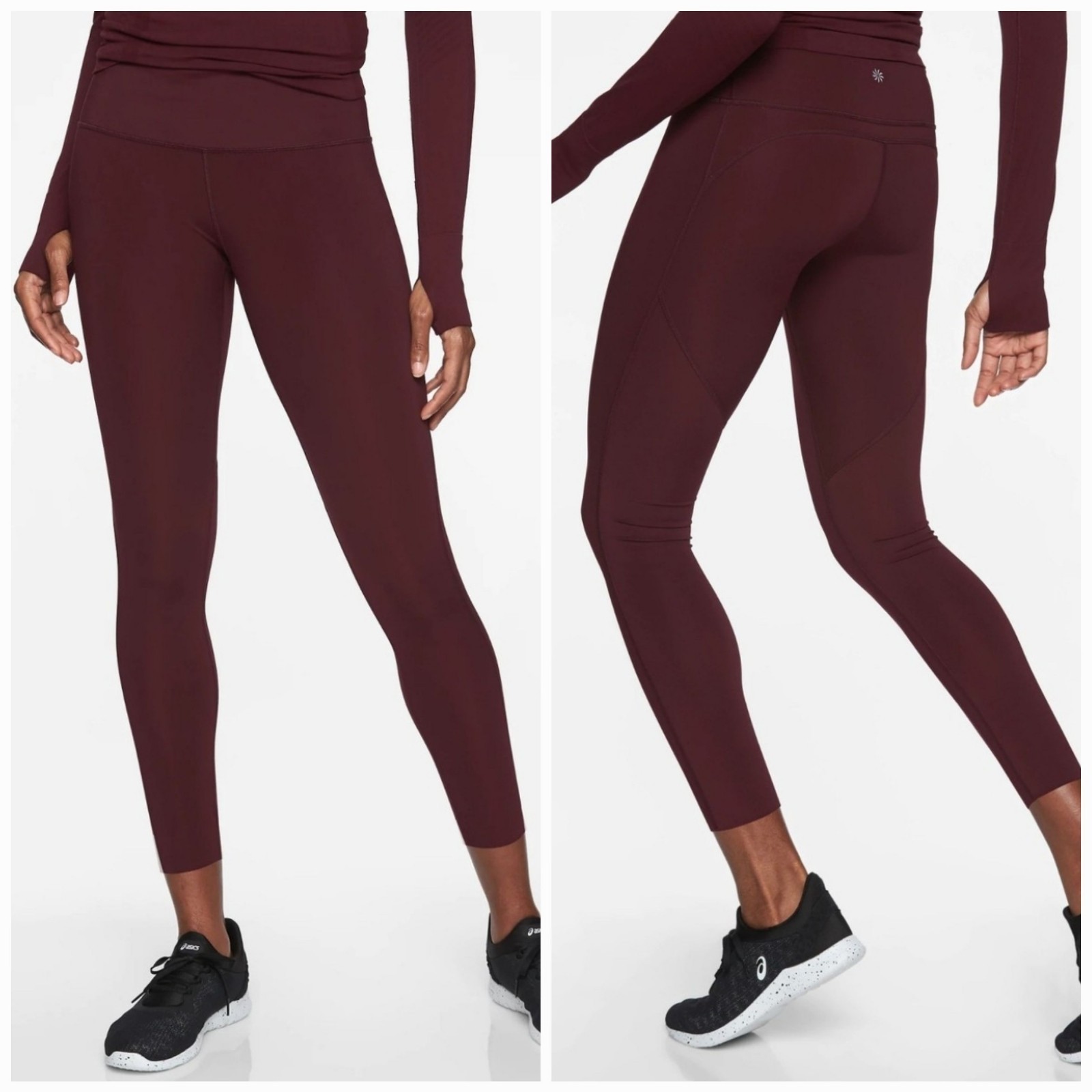 Athleta Challenge 7/8 Tight Leggings Womens Large Pants Yoga Maroon Running Gym