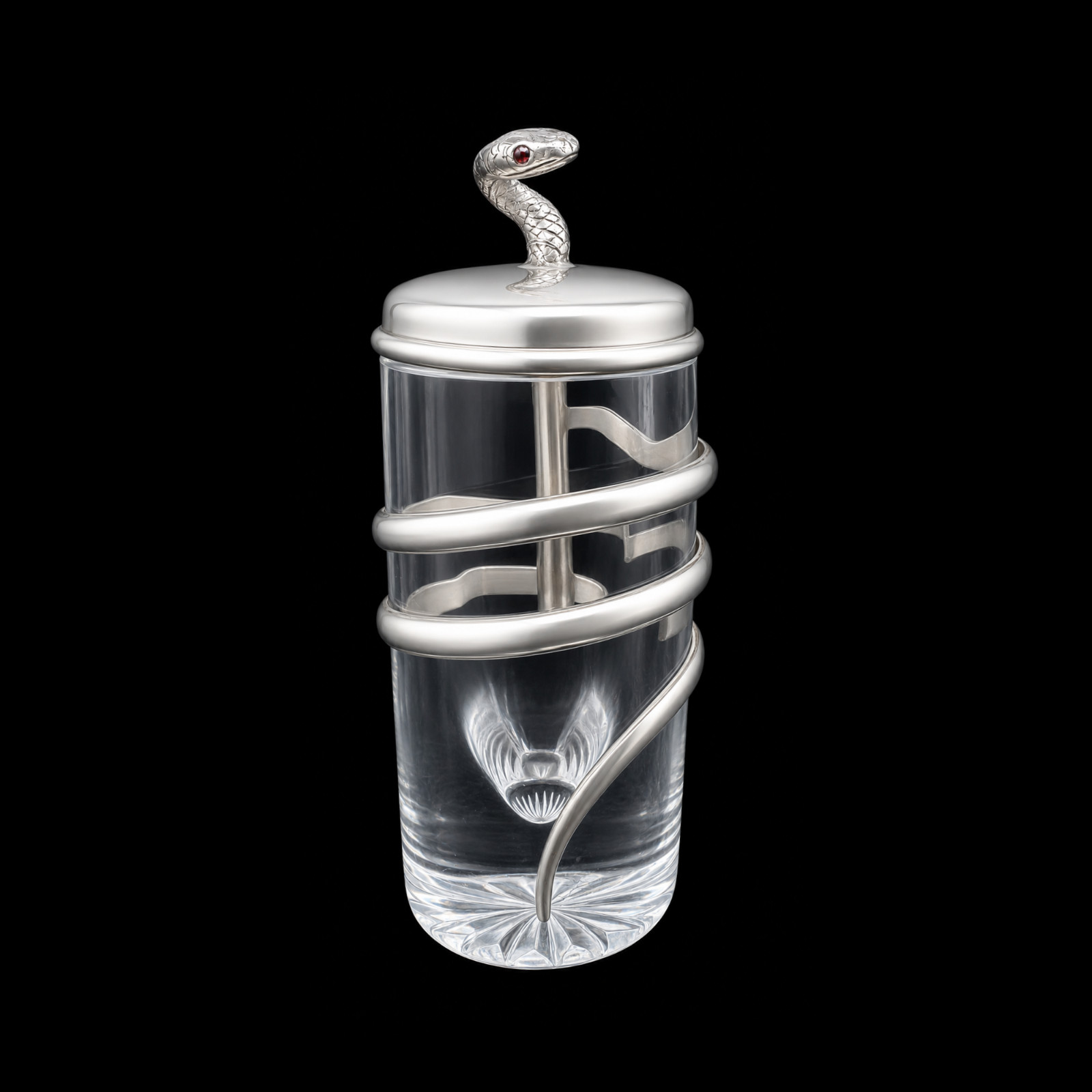Rare Tiffany & Co Sterling Silver & Crystal Snake Perfume Bottle 1891–1902