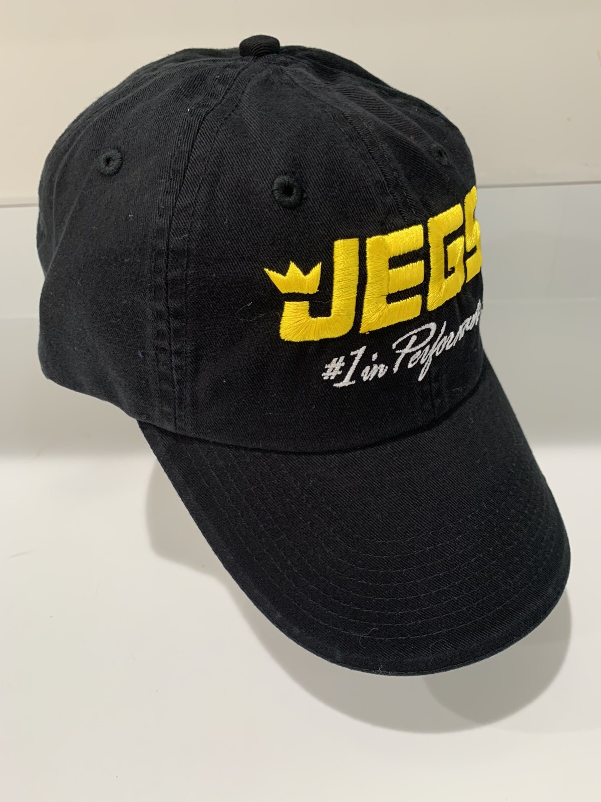 JEGS Racing Hat Cap Black Adjustable Strap Embroidered Yellow Logo Collectibles