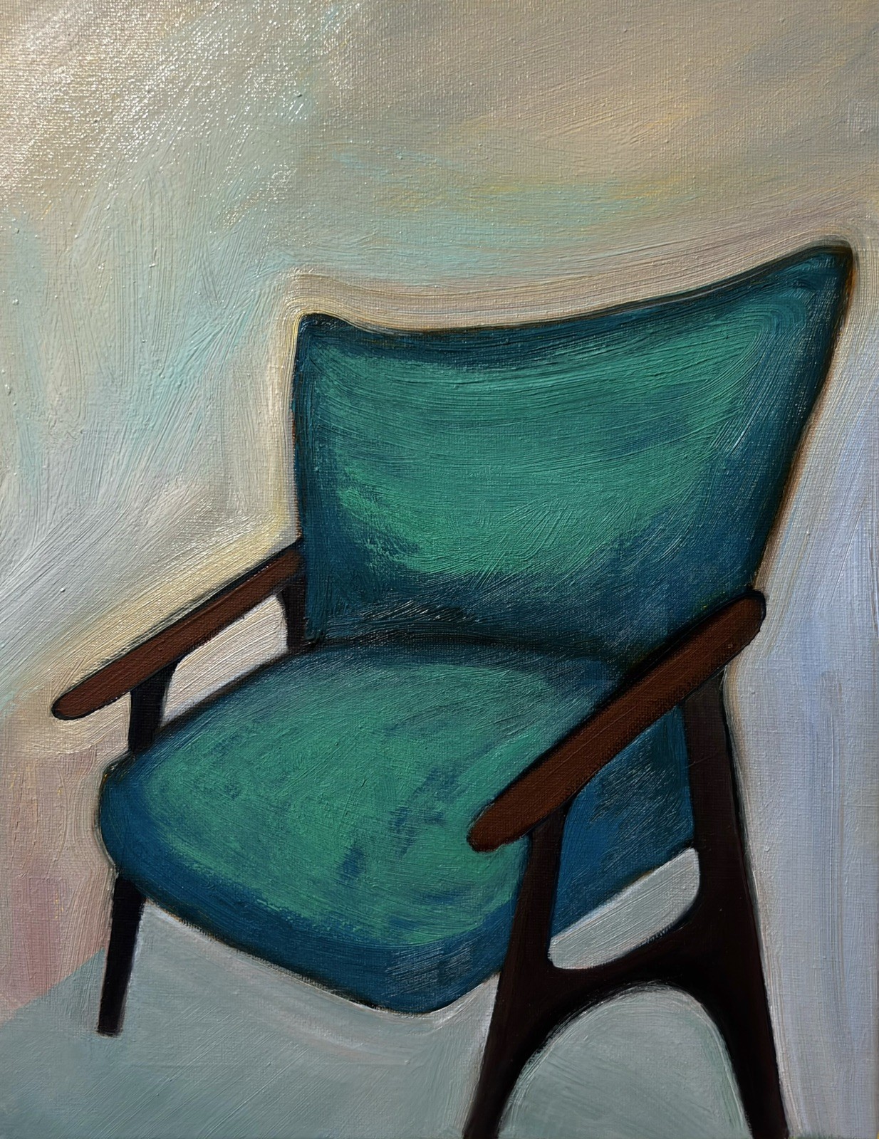 Original oil painting impressionist naïve style “ Vintage chair “ with COA Original oil painting impressionist naïve style “ Vintage chair “ with COA