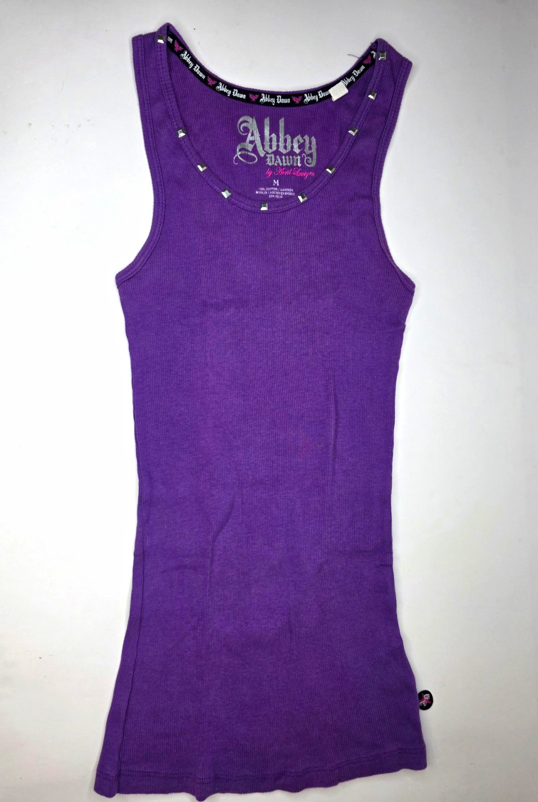 VTG Y2K Rare Abbey Dawn Avril Lavigne Purple Studded Ribbed Tank Top Medium