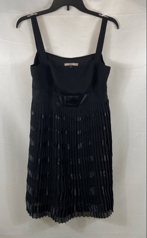 RED Valentino Women\'s Black Pleated Sleeveless Bow Accent Mini Dress Sz 44