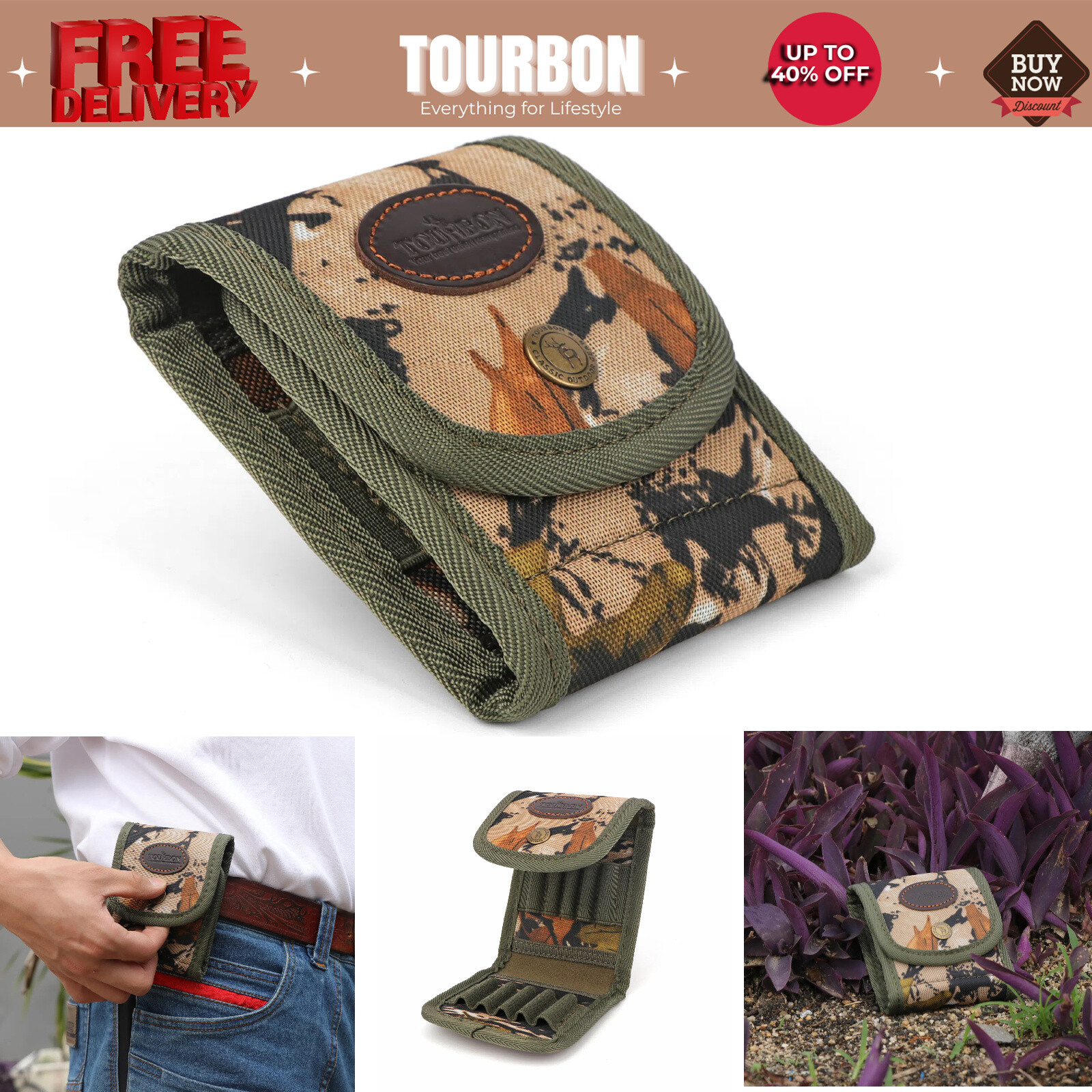 Tourbon Rifle Cartridges Pouch Ammunition Wallet Ammo Holder on Belt Camo in USA Tourbon Rifle Cartridges Pouch Ammunition Wallet Ammo Holder on Belt Camo in USA