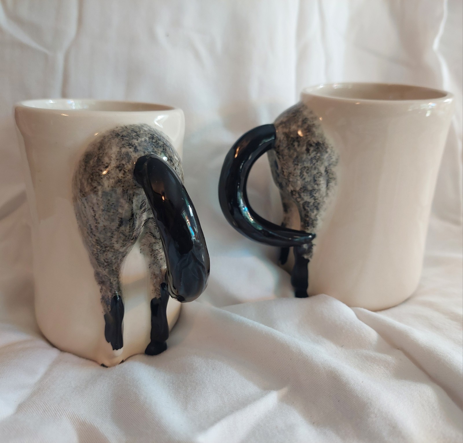 VTG 1985 Happy Appy Valley Studio Ohio Horse Butt Mugs Dappled Grey Black Tail VTG 1985 Happy Appy Valley Studio Ohio Horse Butt Mugs Dappled Grey Black Tail