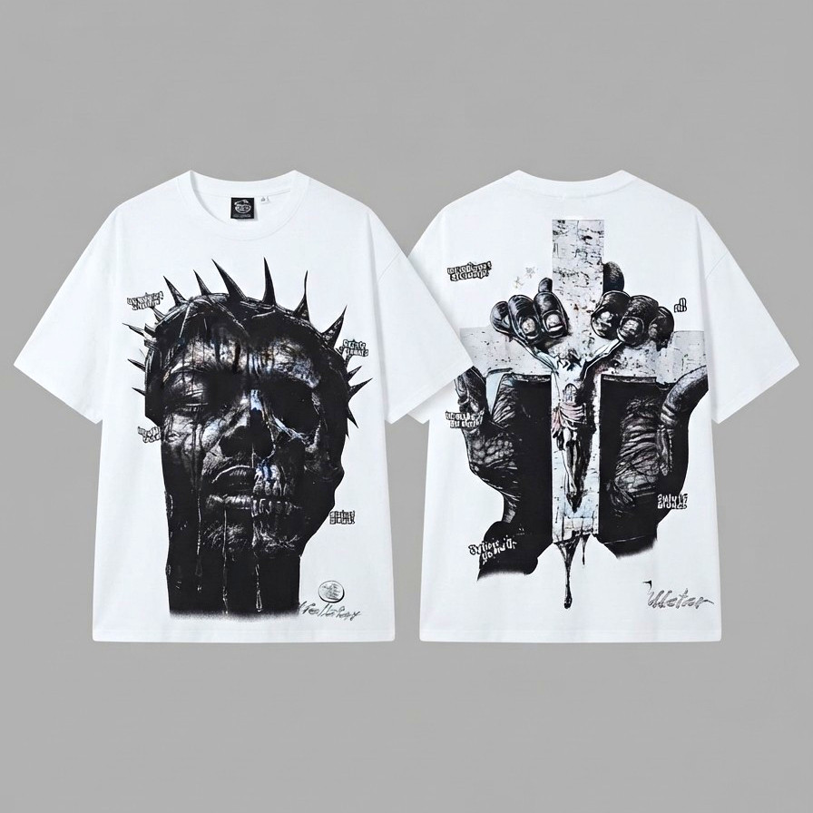 Hellstar Graphic Logo T-Shirt Red Gel Print, White Hellstar Graphic Logo T-Shirt Red Gel Print, White