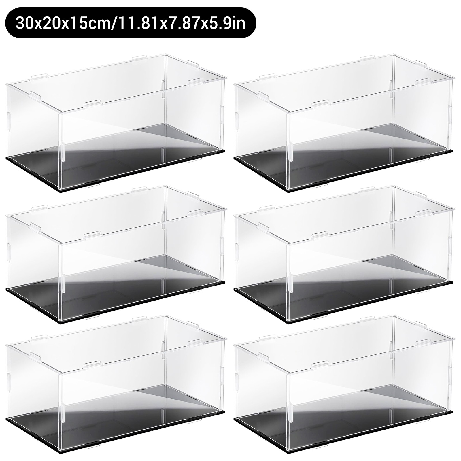 6PCS Display Case Storage Organizer Box with Base For 1/18 Diecast Model Cars