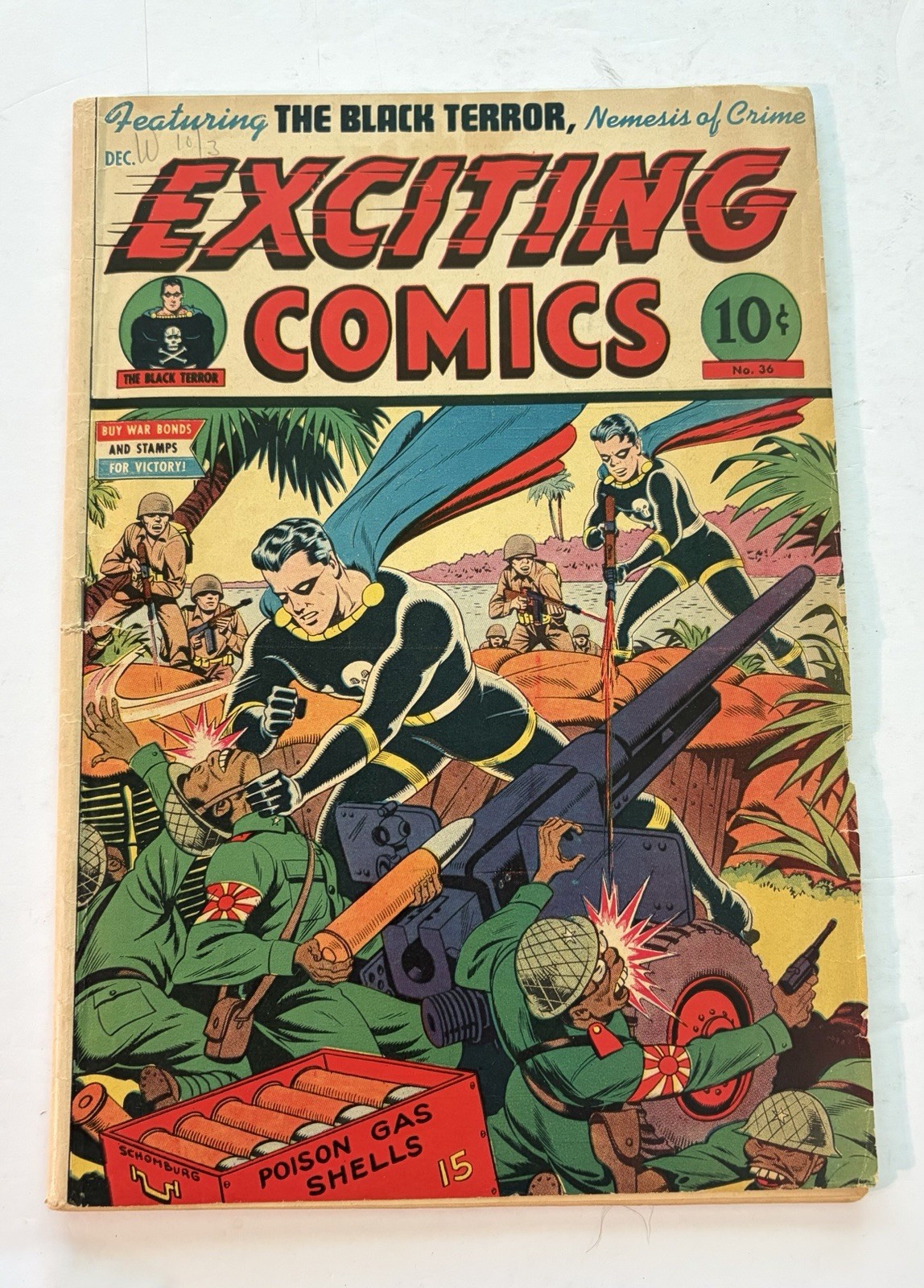 EXCITING COMICS #36 Schomburg Jap War Cover  1944 Better BLACK TERROR Solid 