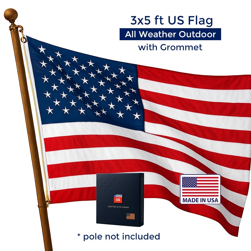 uMadeUs American Flags for Outside – Made in USA - 3x5 and 2.5x4 ft