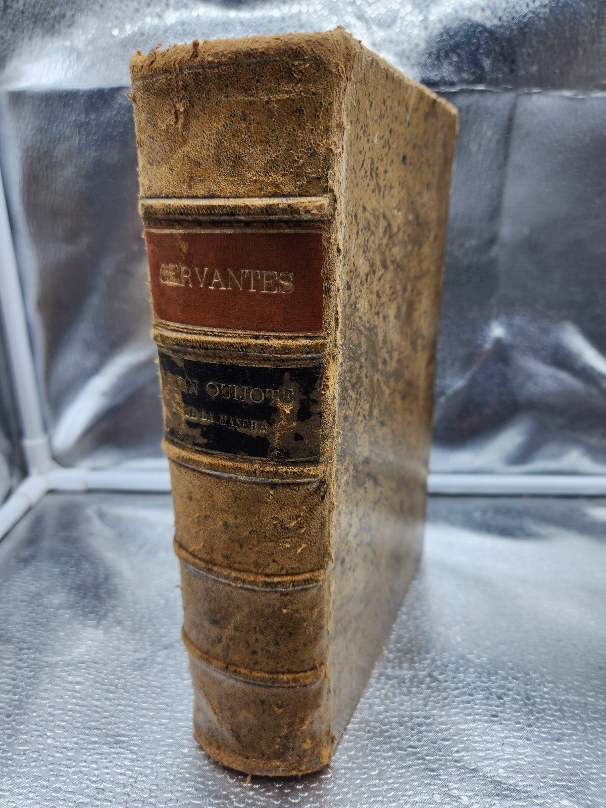 1910 Don Quixote Cervantes Antique Leather bound Book Illustrated Calleja spain