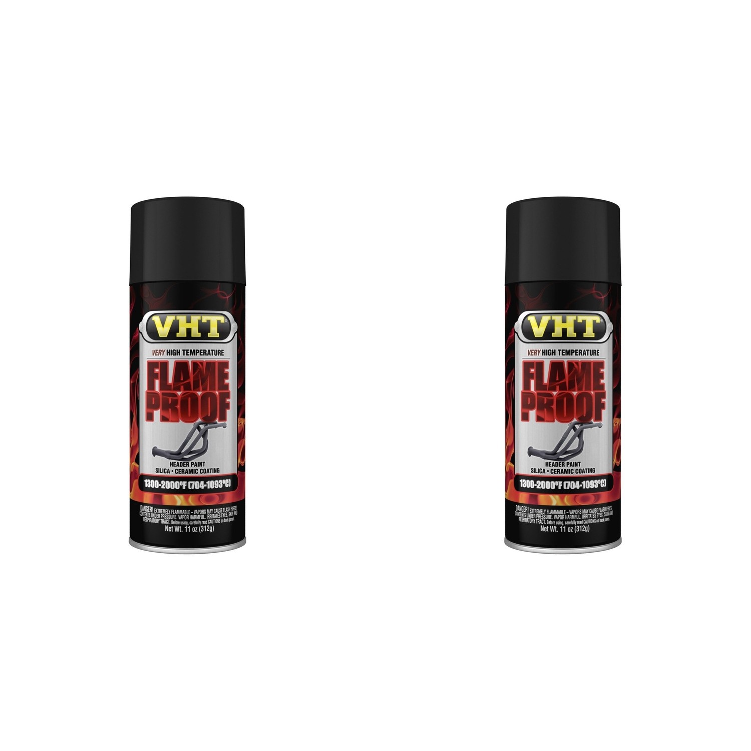 VHT SP102-2 PACK FLAT BLACK High Temperature Flame Proof Header Paint - 11 oz