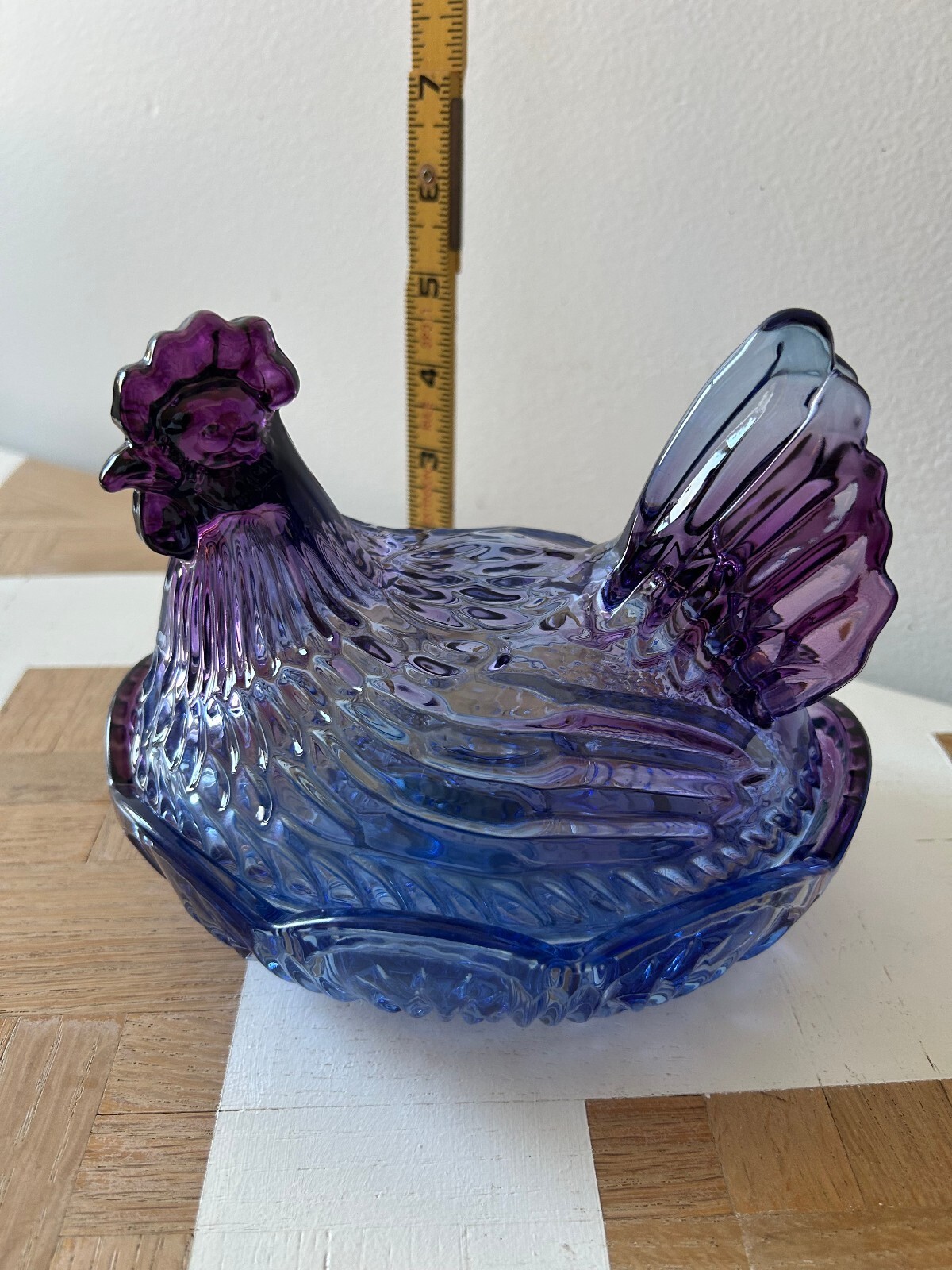 Purple Blue Glass Hen on Nest Covered Dish Purple Blue Glass Hen on Nest Covered Dish