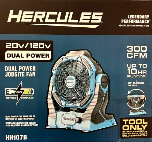 HERCULES 20V/120V Cordless Dual Power Jobsite Fan Shop (Tool Only) HERCULES 20V/120V Cordless Dual Power Jobsite Fan Shop (Tool Only)