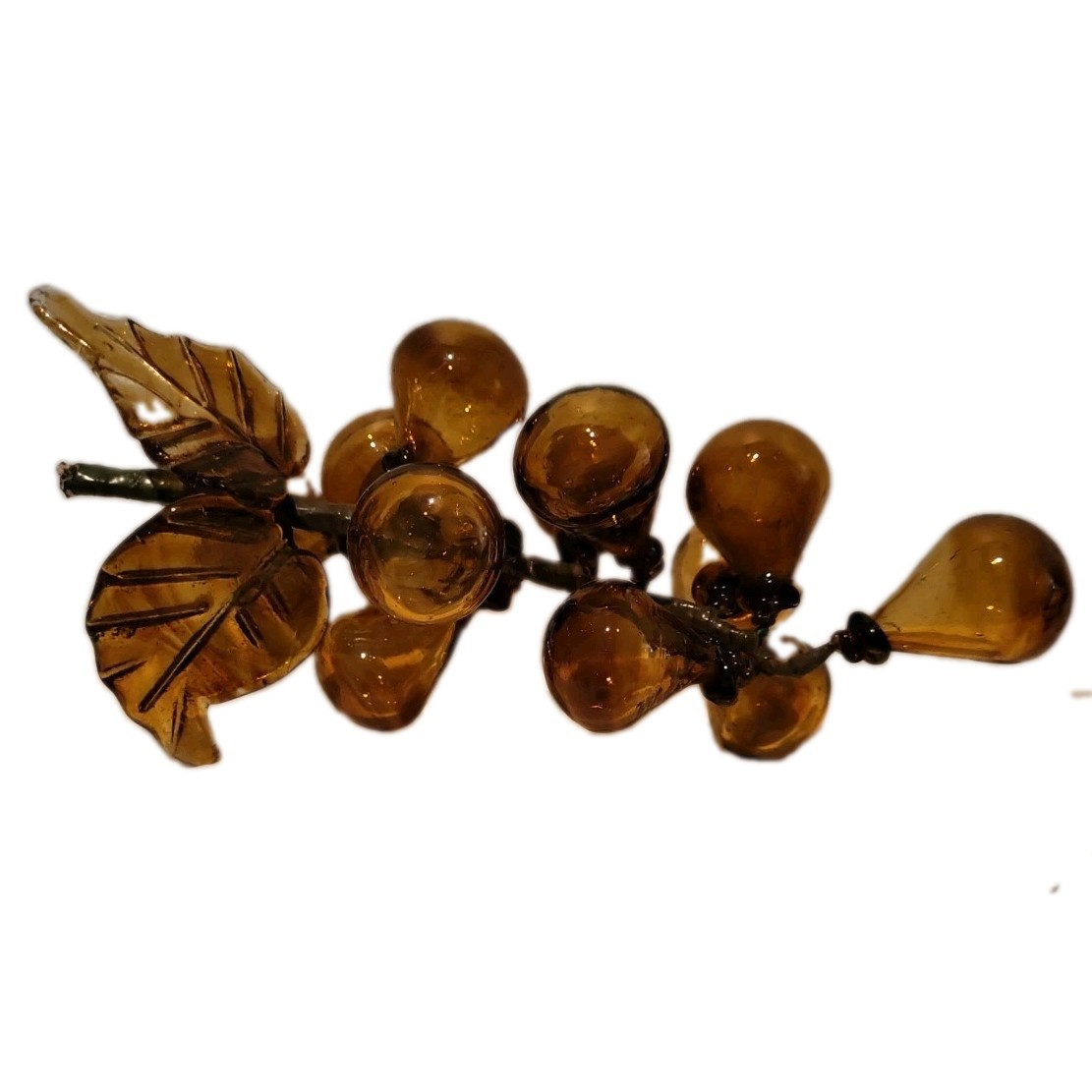 Vintage MCM Hand Blown Amber Art Glass Bunch of Grapes Vintage MCM Hand Blown Amber Art Glass Bunch of Grapes