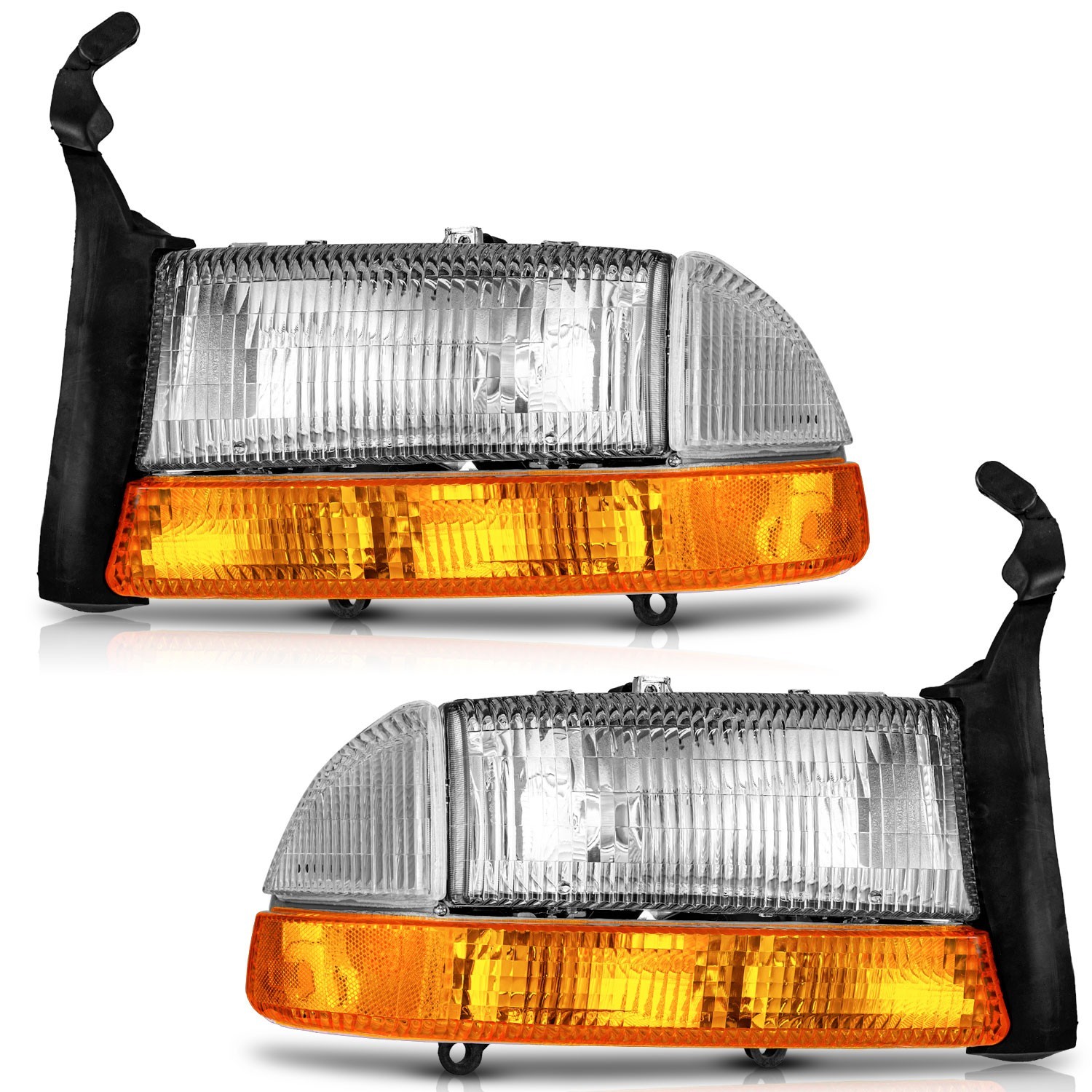 For 1997-2004 Dodge Dakota / 1998-2003 Dodge Durango Headlights Chrome L+R Pair For 1997-2004 Dodge Dakota / 1998-2003 Dodge Durango Headlights Chrome L+R Pair