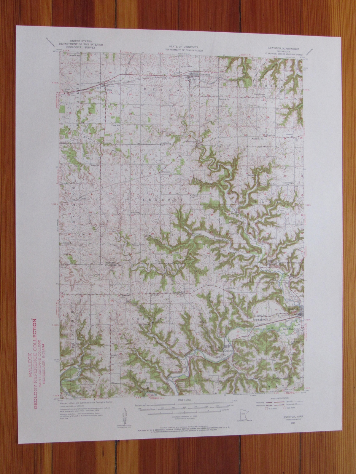 Lewiston Minnesota 1956 Original Vintage USGS Topo Map