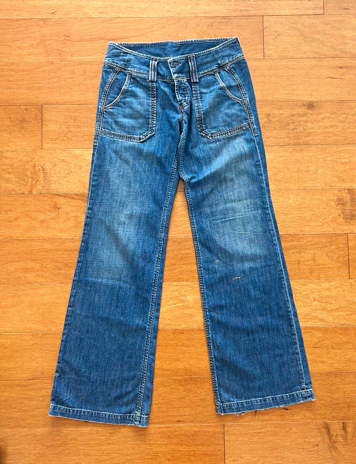 Vintage 2004 Diesel Hipper 66G Low Rise Wide Leg Jeans W28 L34 Y2K