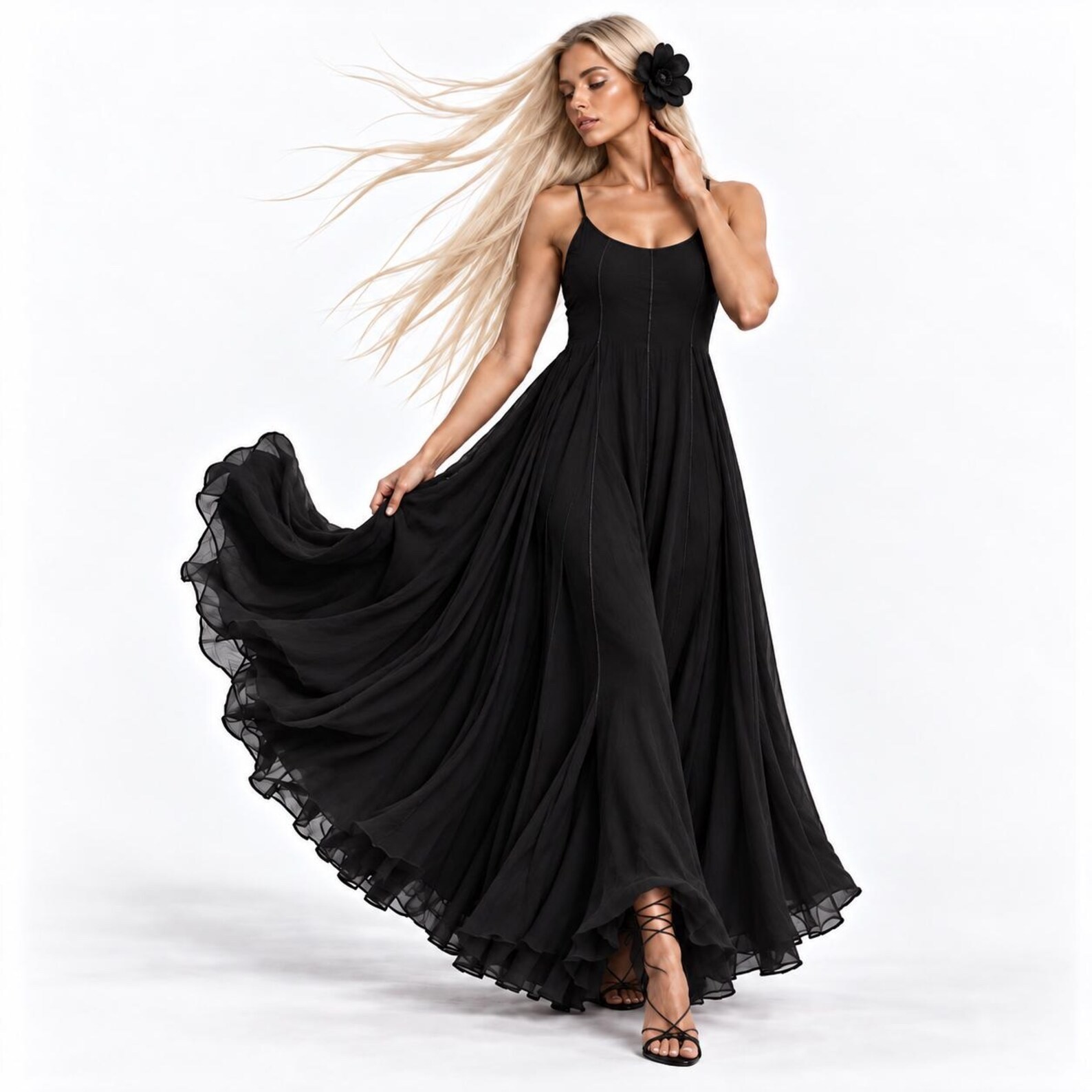 Bohemian Maxi Dress, Vintage Gown, Jumper, Spaghetti Strap, S to 5X, WWC146A