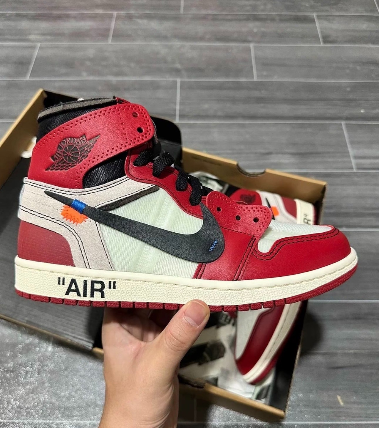 Off-White Air Jordan 1 Chicago Mens Shoes White Red 🧷 The Ten New Box