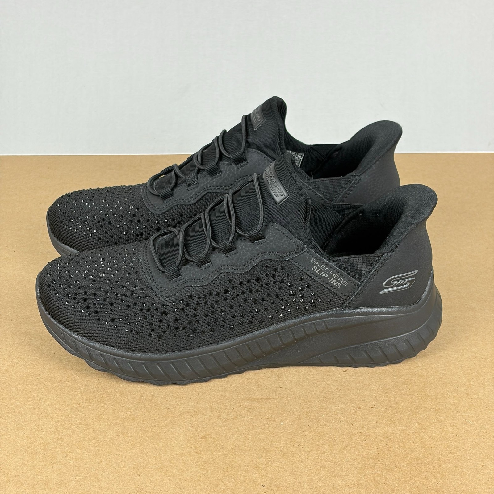 Skechers Bobs Slip-Ins Sport Chaos Daily Glitz Athletic Shoes Womens 7 Black