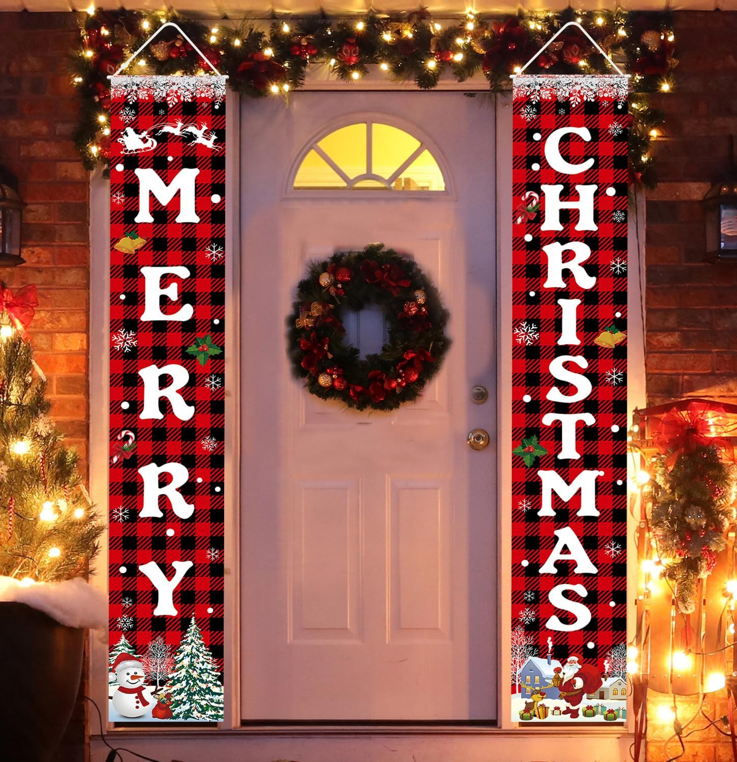 Christmas Decorations Merry Christmas Banner Xmas Porch Door Sign 72