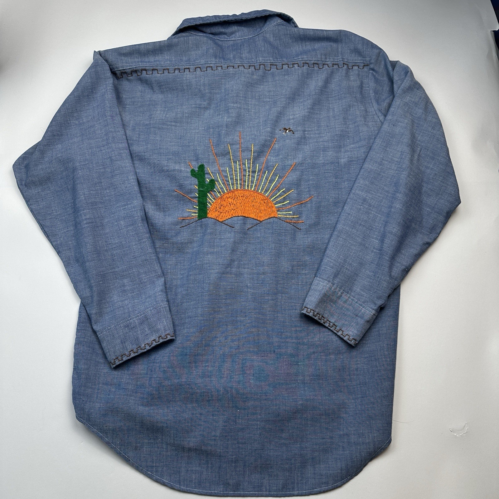 JCPenny Vintage Big Mac Embroidered Long Sleeve Shirt Soutwest Aztec Desert LG