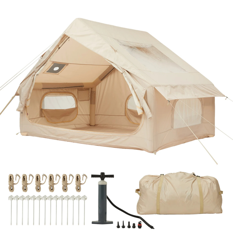 Garvee Inflatable Camping Tent 64.6 Sq Ft Family Glamping Air Cabin TPU Beams
