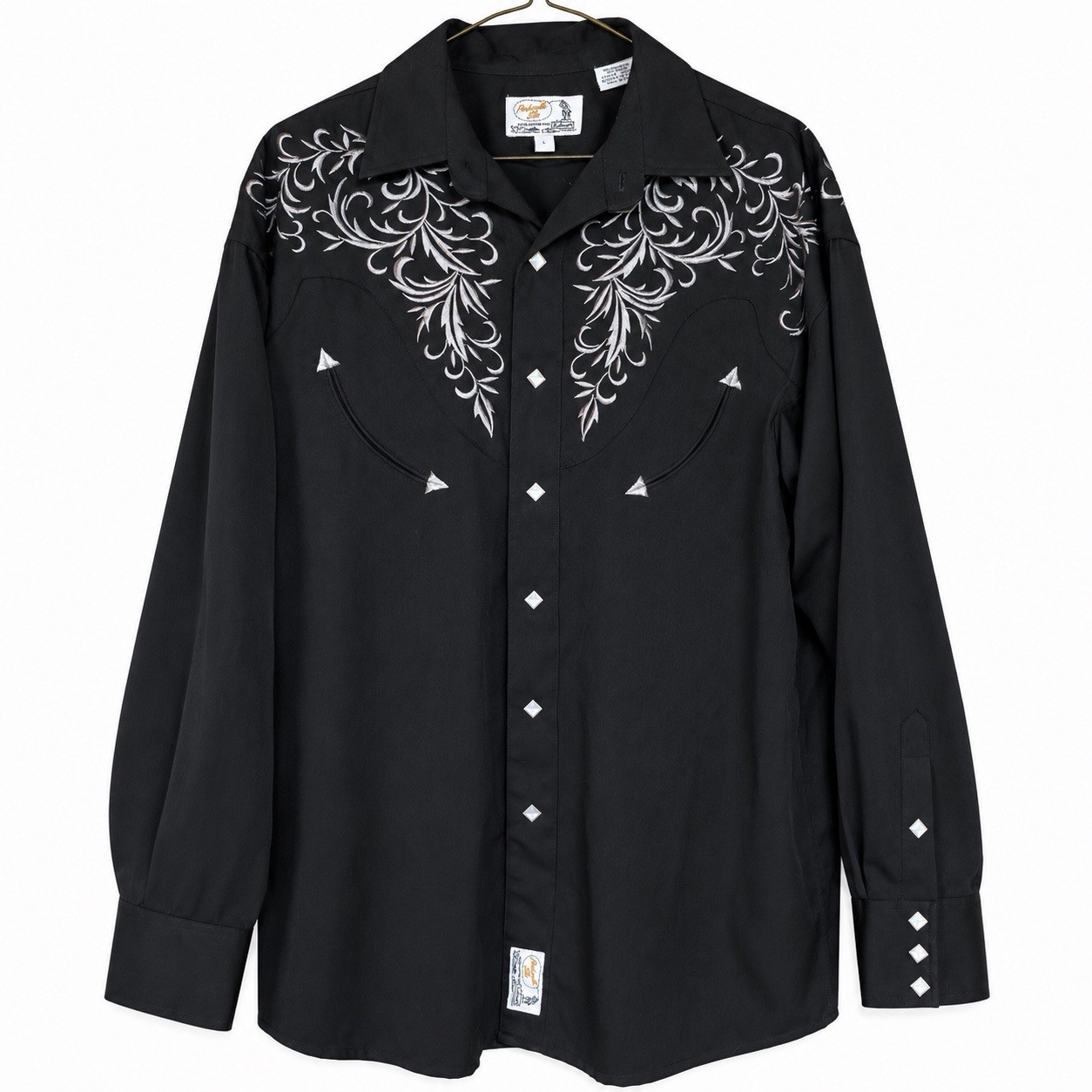 Panhandle Slim Mens L Black Embroidered Western Shirt Pearl Snap Cowboy Retro