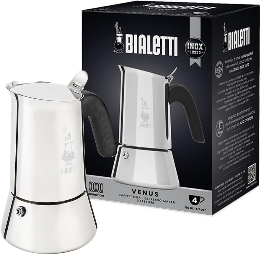 Bialetti Venus 4 Cup Stainless Steel Moka Pot Espresso Coffee Maker Induction