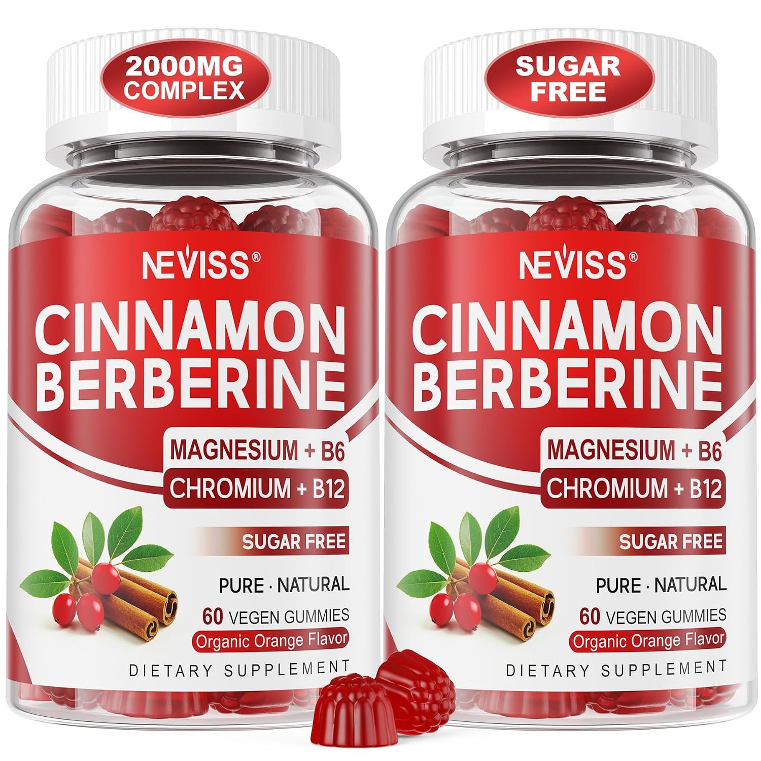 Ceylon Cinnamon Berberine Gummies 2000mg Sugar Free Vegan Supplements 60 Count