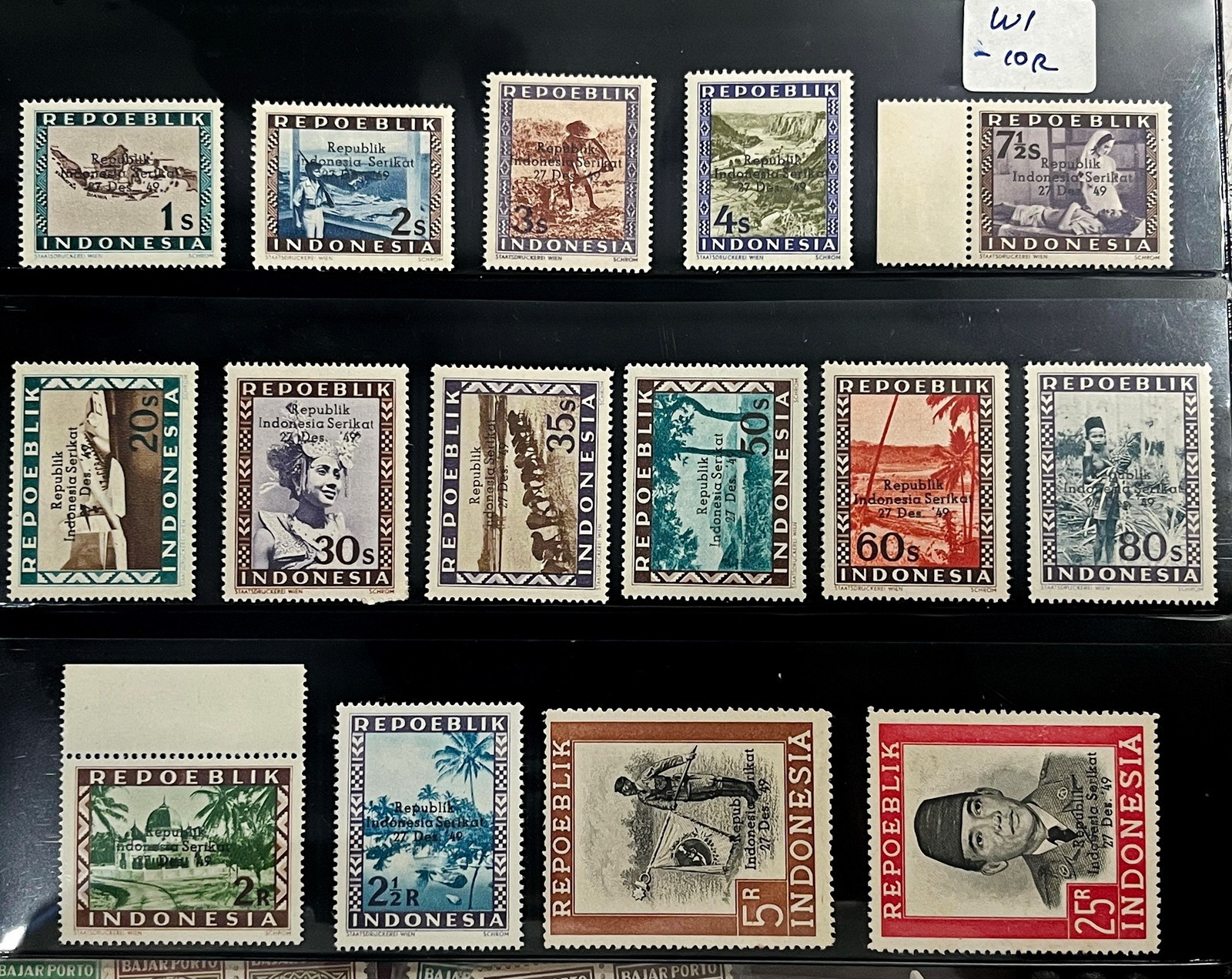 INDONESIA 1948 - 1949 VIENNA PRINTING Serikat OVERPRINT W1 missing 10R